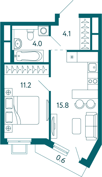 1-комн. квартира 35,7 м² в ЖК «Дом у моря», Мариуполь