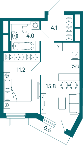 1-комн. квартира 35,7 м² в ЖК «Дом у моря», Мариуполь