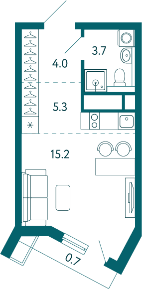 1-комн. квартира 28,9 м² в ЖК «Дом у моря», Мариуполь