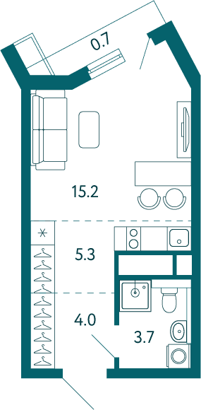 1-комн. квартира 28,9 м² в ЖК «Дом у моря», Мариуполь