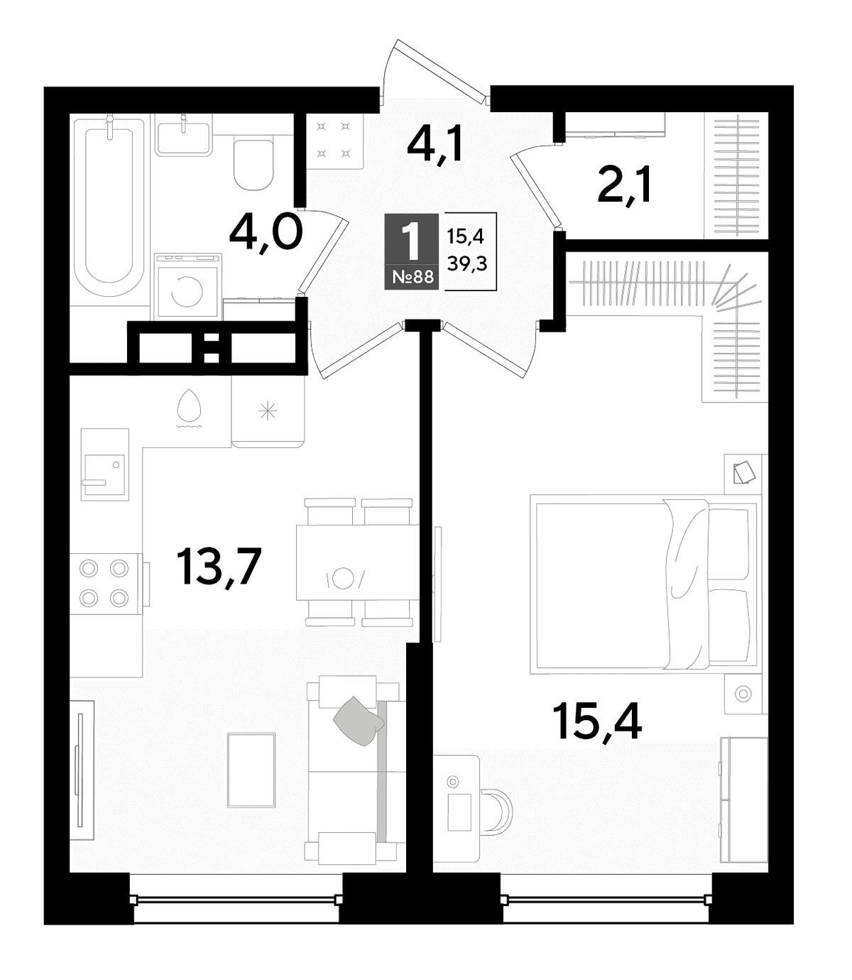 1-к, 39.3 м² · DОГМА ПАРК