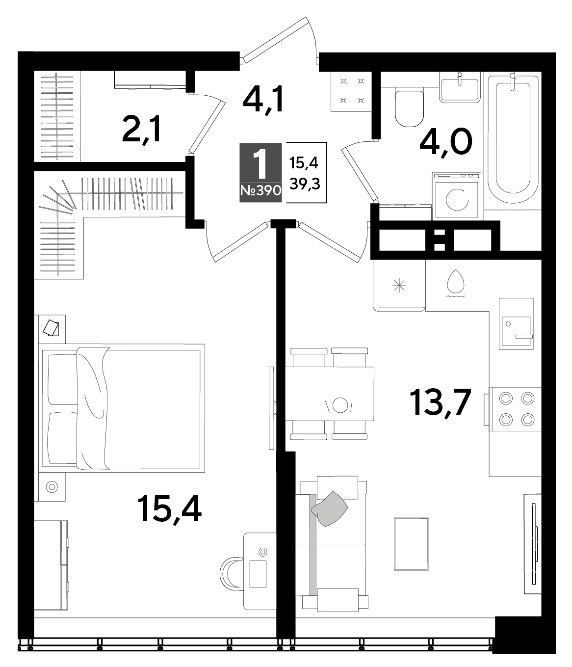 1-к, 39.3 м² · DОГМА ПАРК