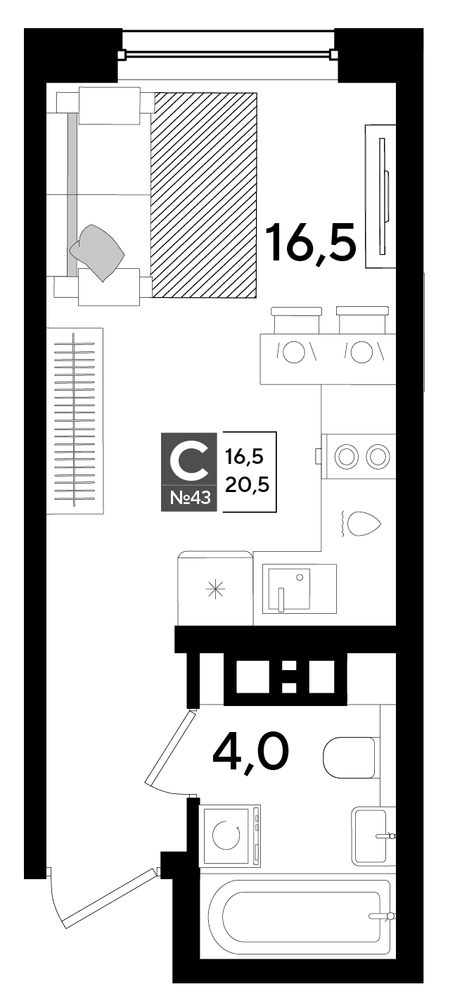 Студия, 20.5 м² · DОГМА ПАРК