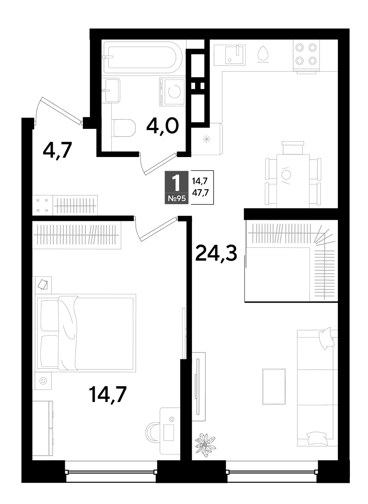 1-к, 47.7 м² · DОГМА ПАРК