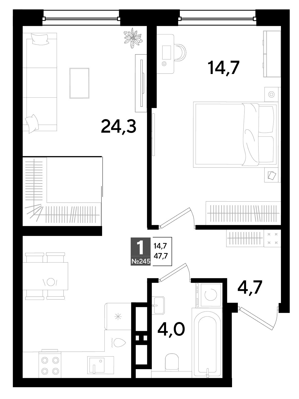 1-к, 47.7 м² · DОГМА ПАРК
