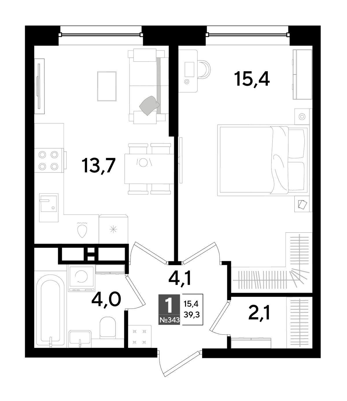 1-к, 39.3 м² · DОГМА ПАРК