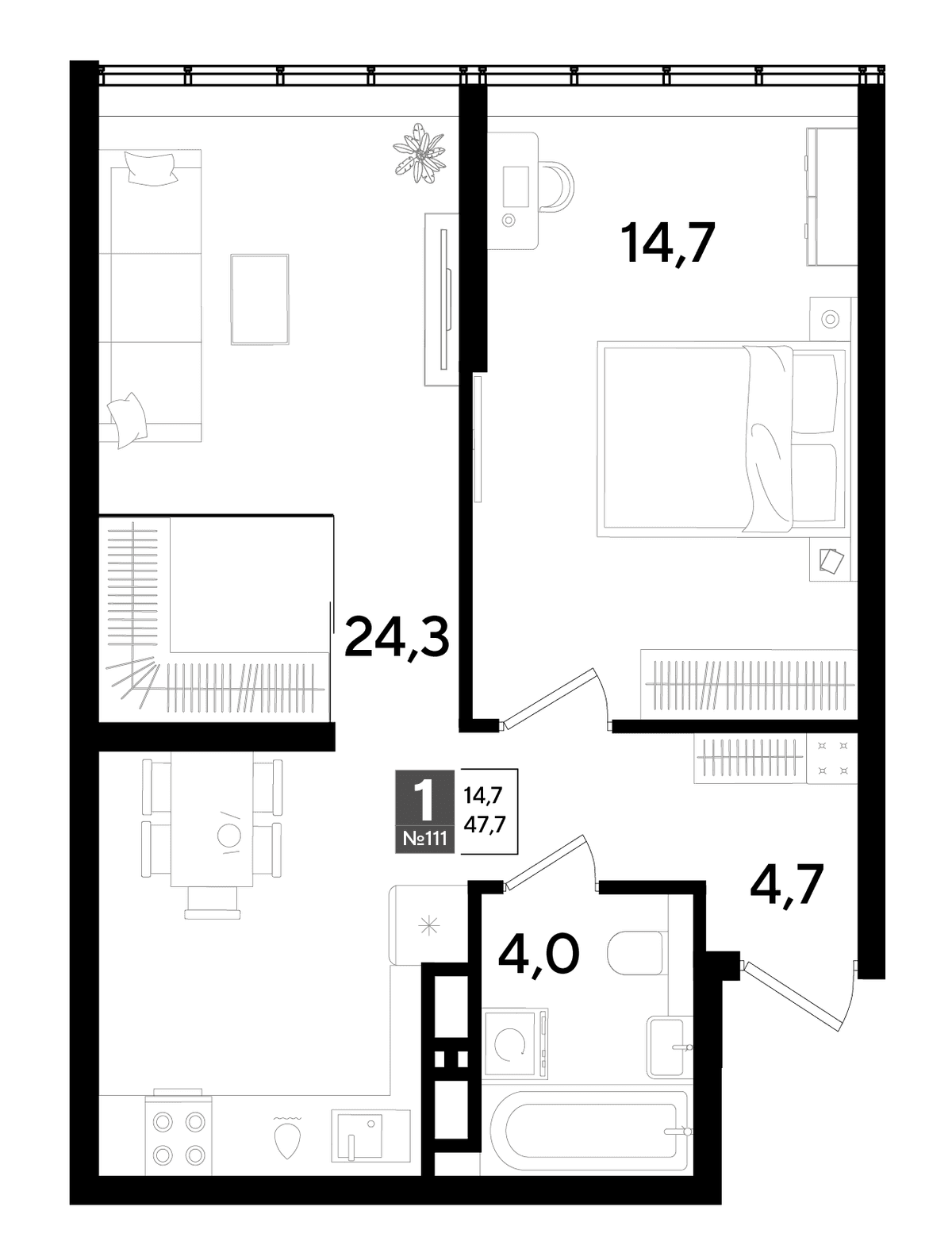 1-к, 47.7 м² · DОГМА ПАРК