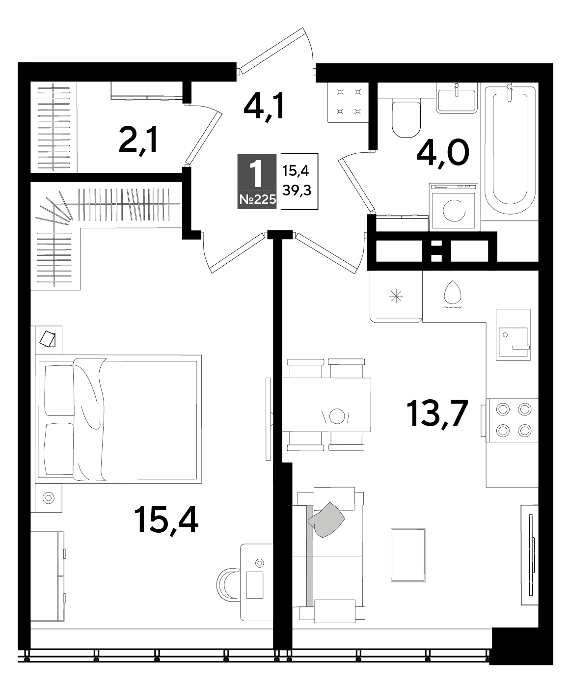 1-к, 39.3 м² · DОГМА ПАРК
