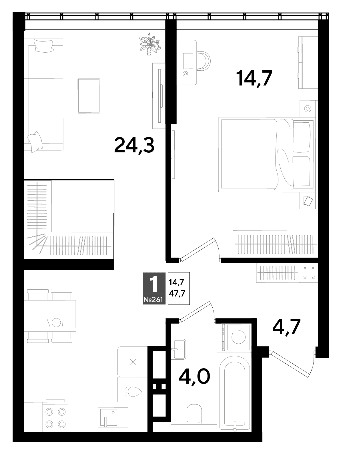 1-к, 47.7 м² · DОГМА ПАРК