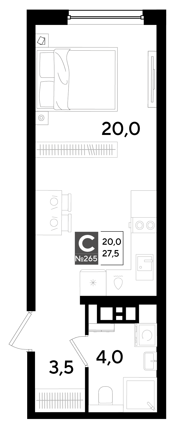 Студия, 27.5 м² · DОГМА ПАРК