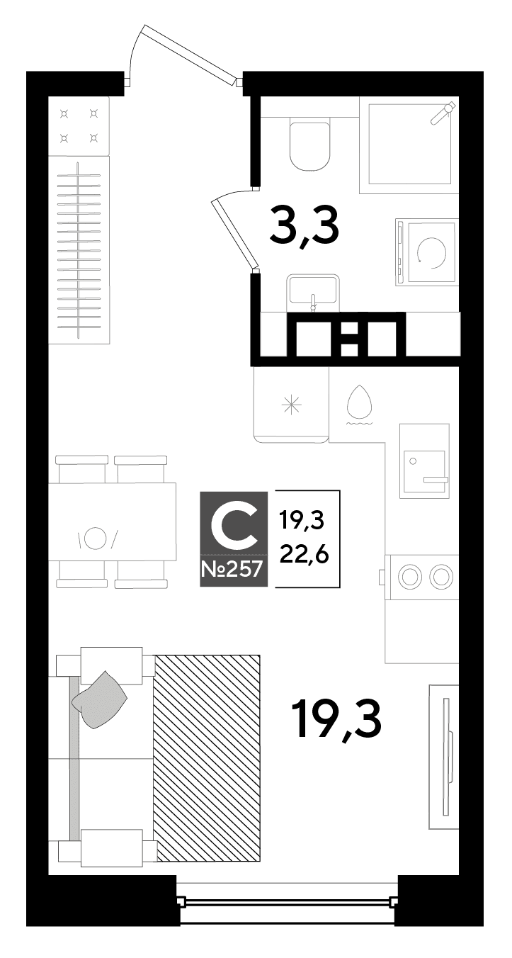 Студия, 22.6 м² · DОГМА ПАРК