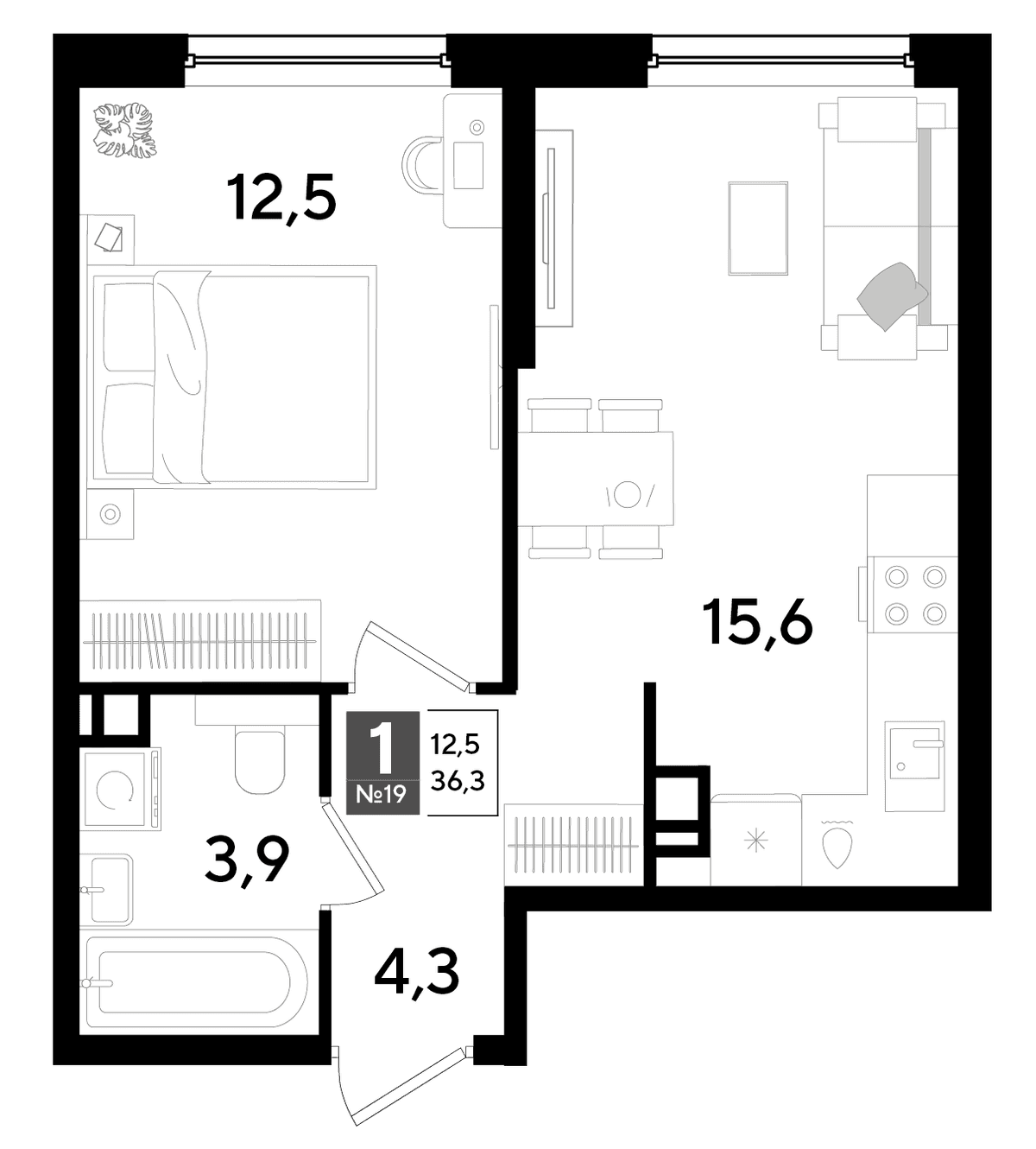 1-к, 36.3 м² · DОГМА ПАРК