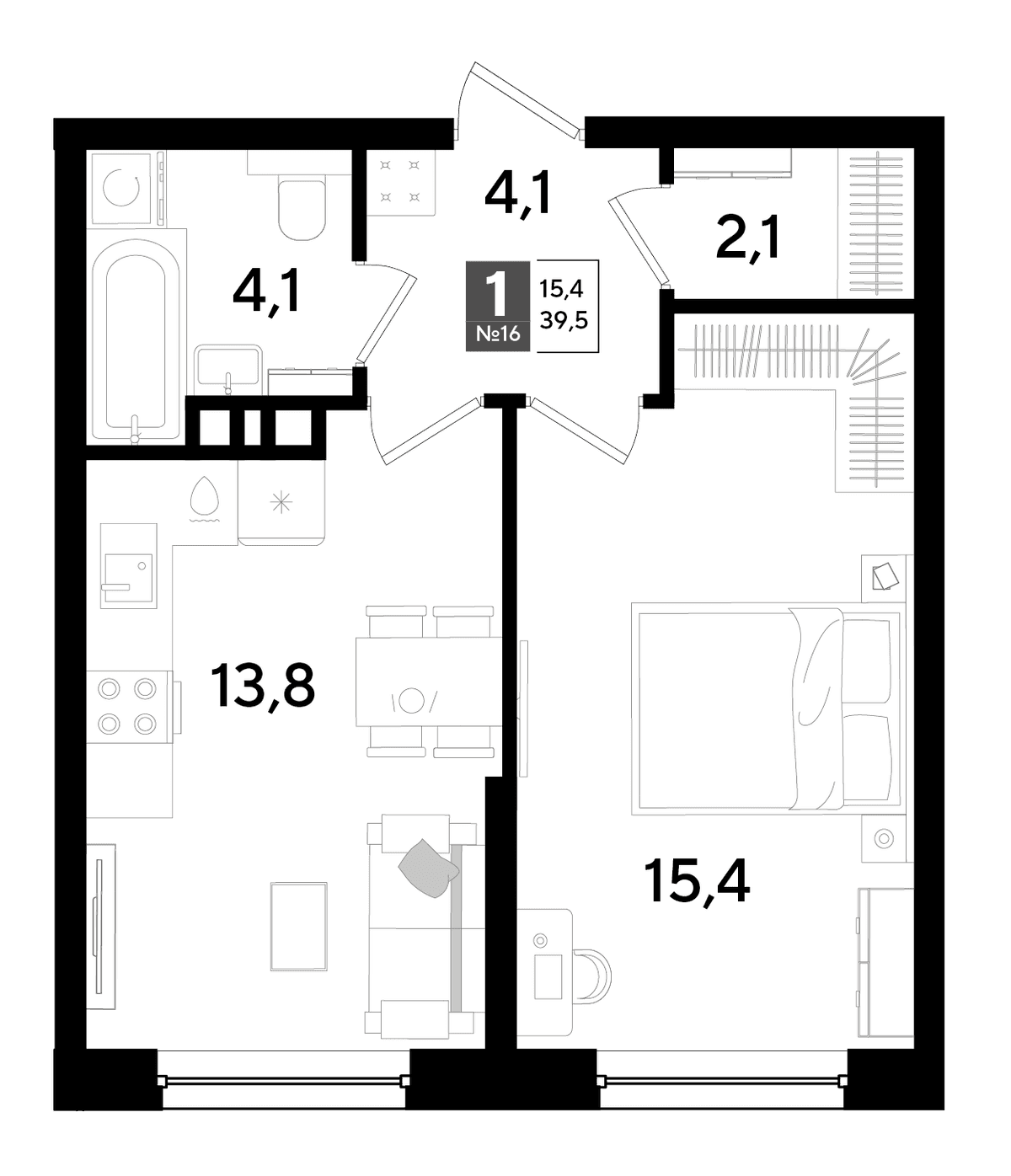 1-к, 39.5 м² · DОГМА ПАРК