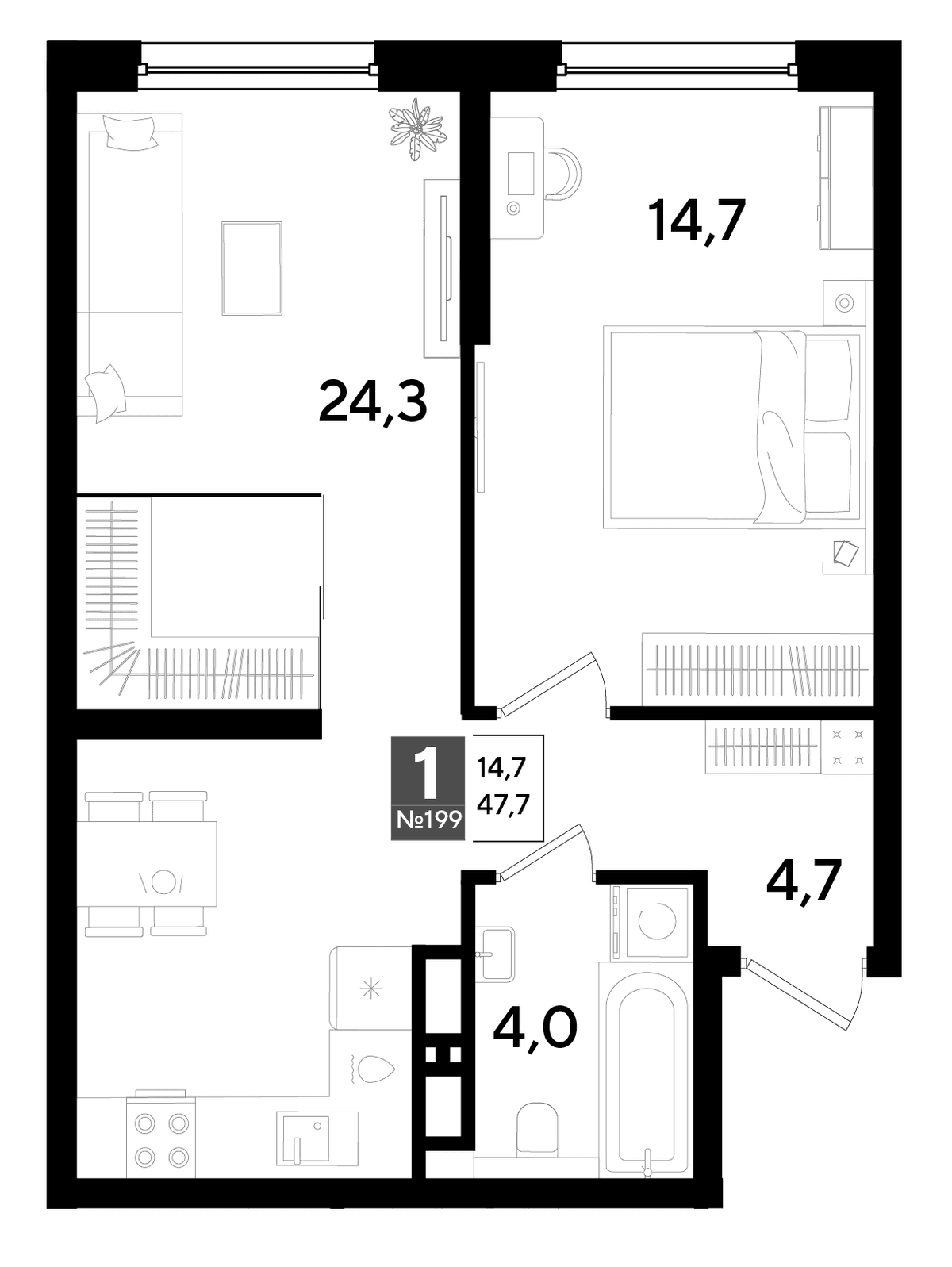 1-к, 47.7 м² · DОГМА ПАРК