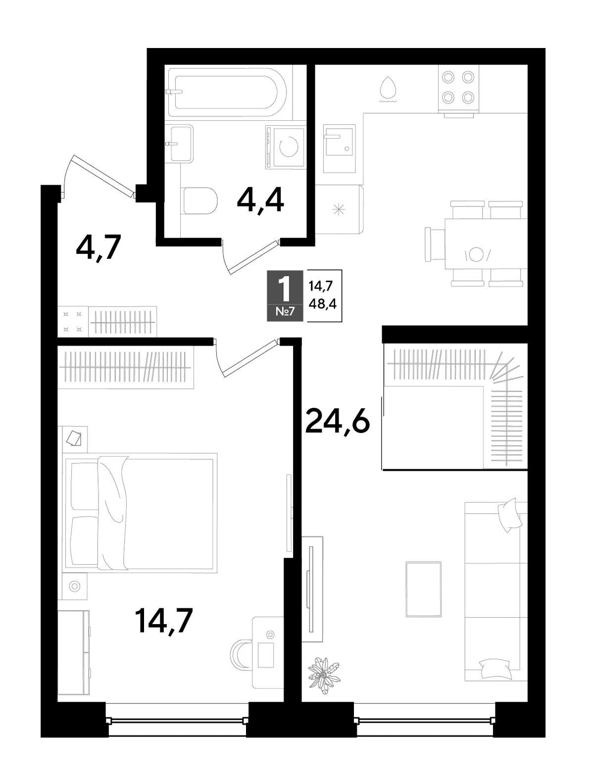 1-к, 48.4 м² · DОГМА ПАРК