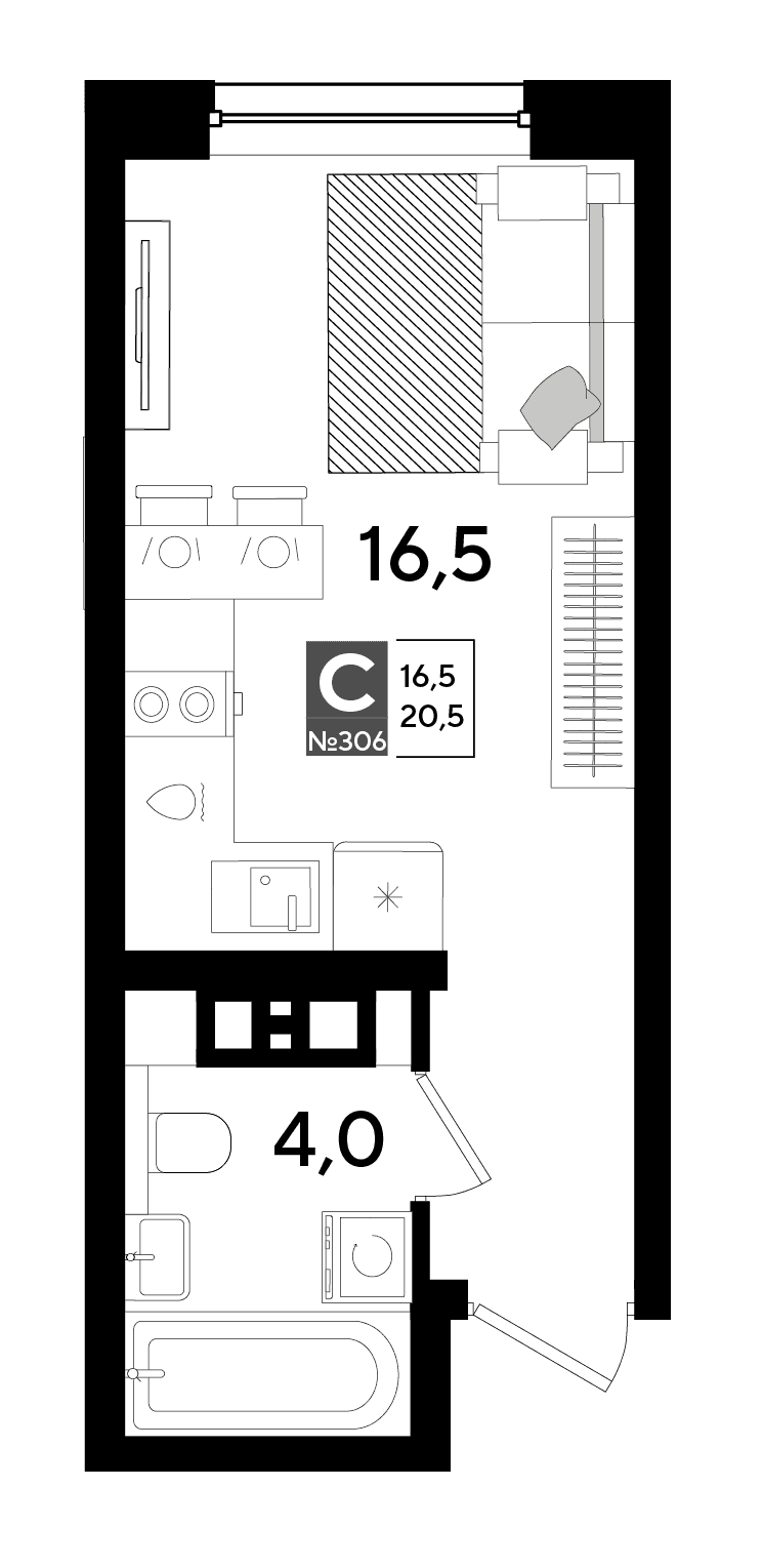 Студия, 20.5 м² · DОГМА ПАРК