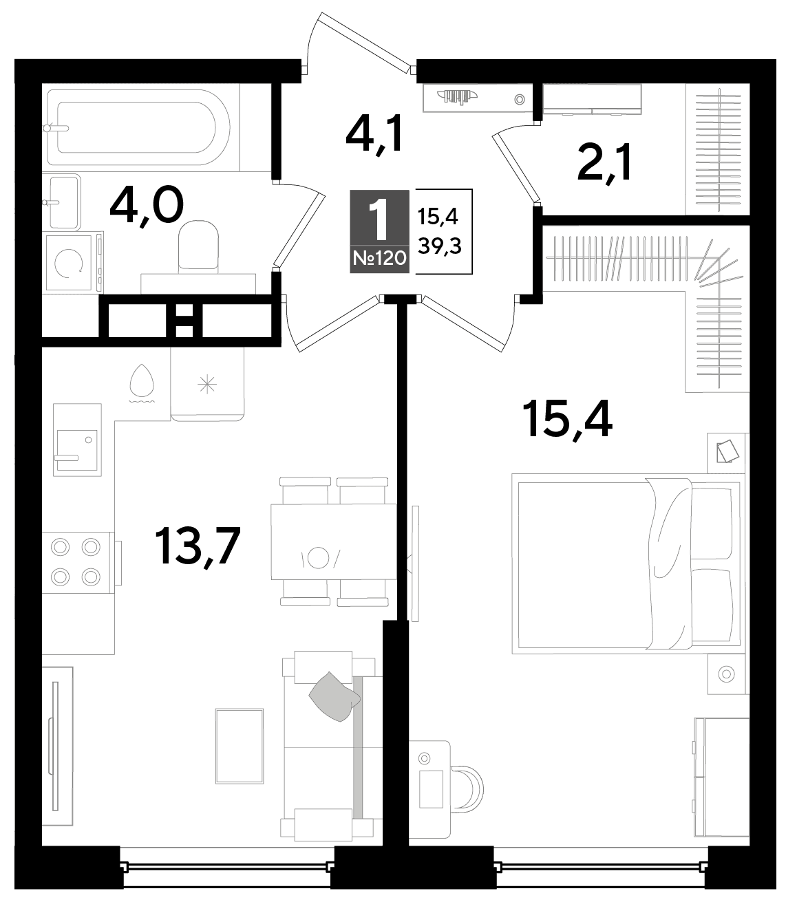 1-к, 39.3 м² · DОГМА ПАРК
