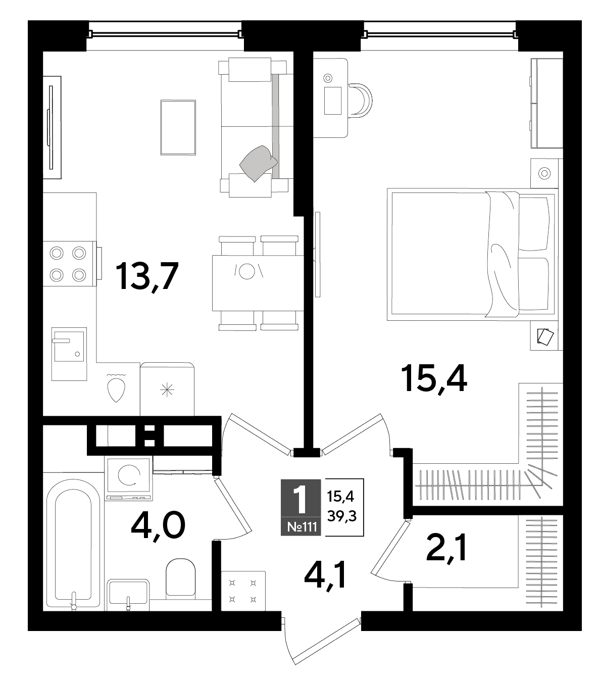 1-к, 39.3 м² · DОГМА ПАРК