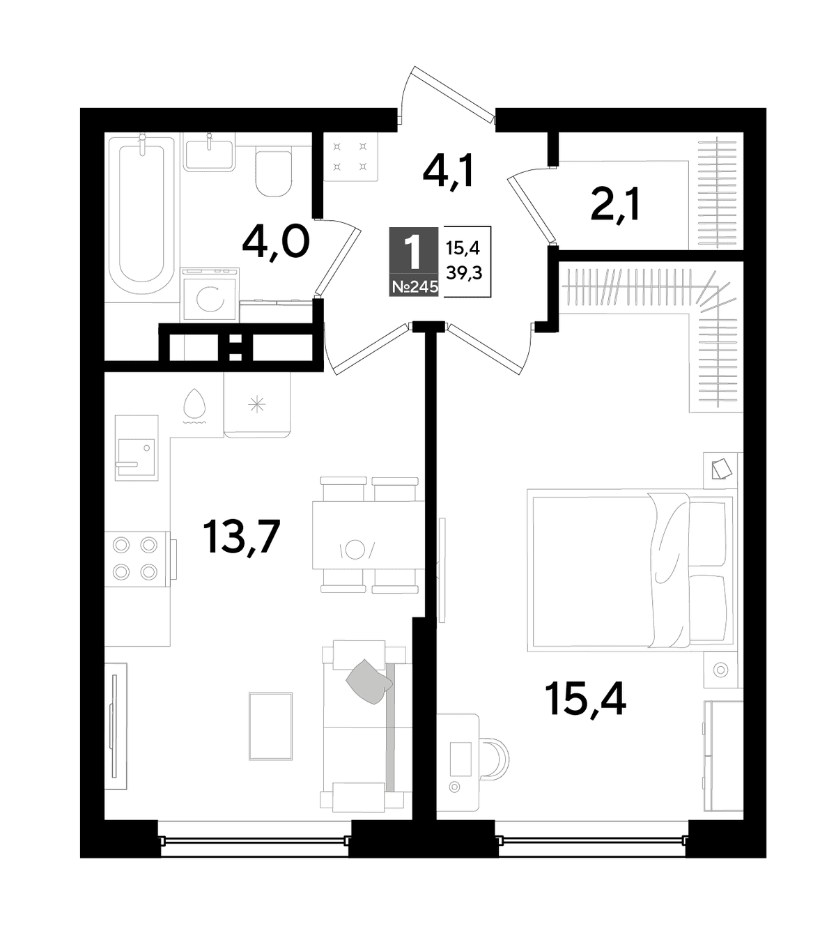 1-к, 39.3 м² · DОГМА ПАРК