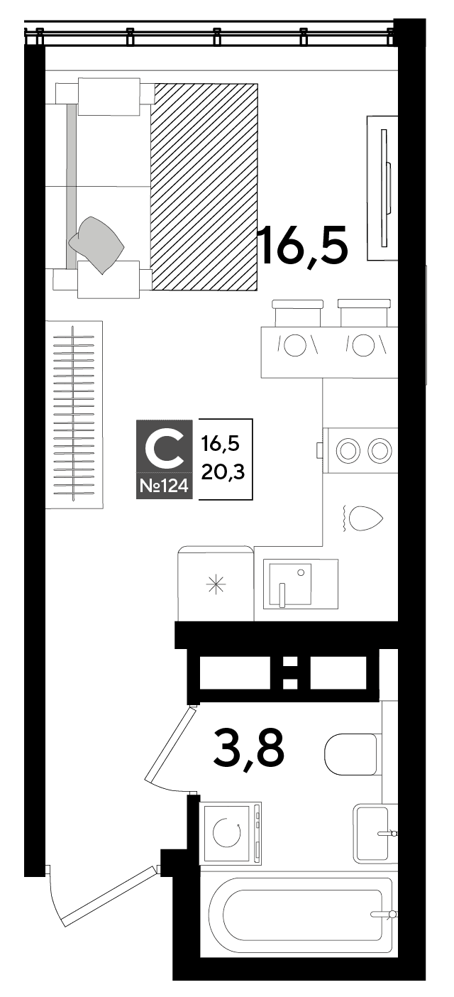 Студия, 20.3 м² · DОГМА ПАРК