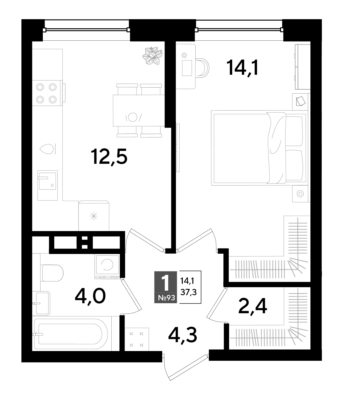 1-к, 37.3 м² · DОГМА ПАРК