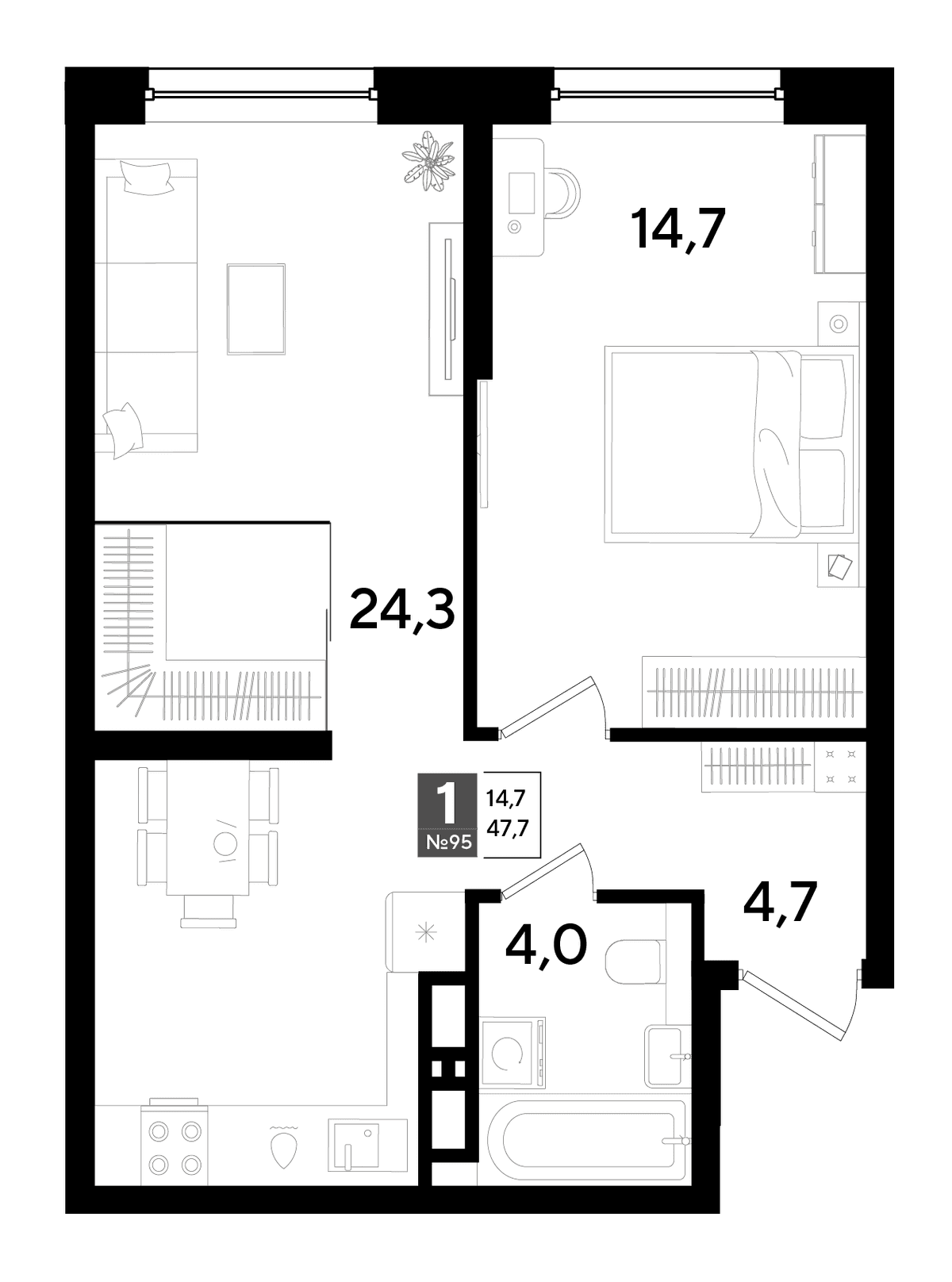 1-к, 47.7 м² · DОГМА ПАРК