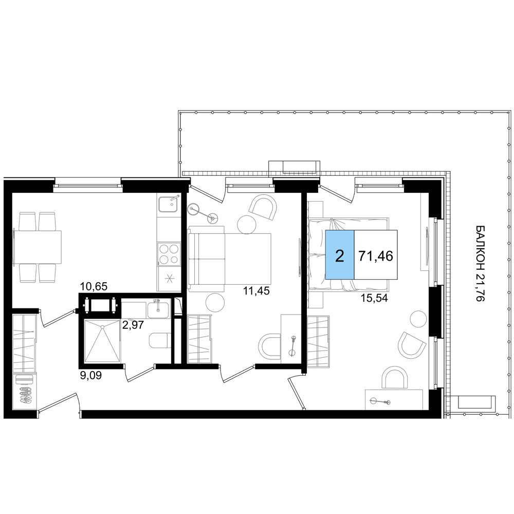 3-к, 71.46 м² · Корсаков