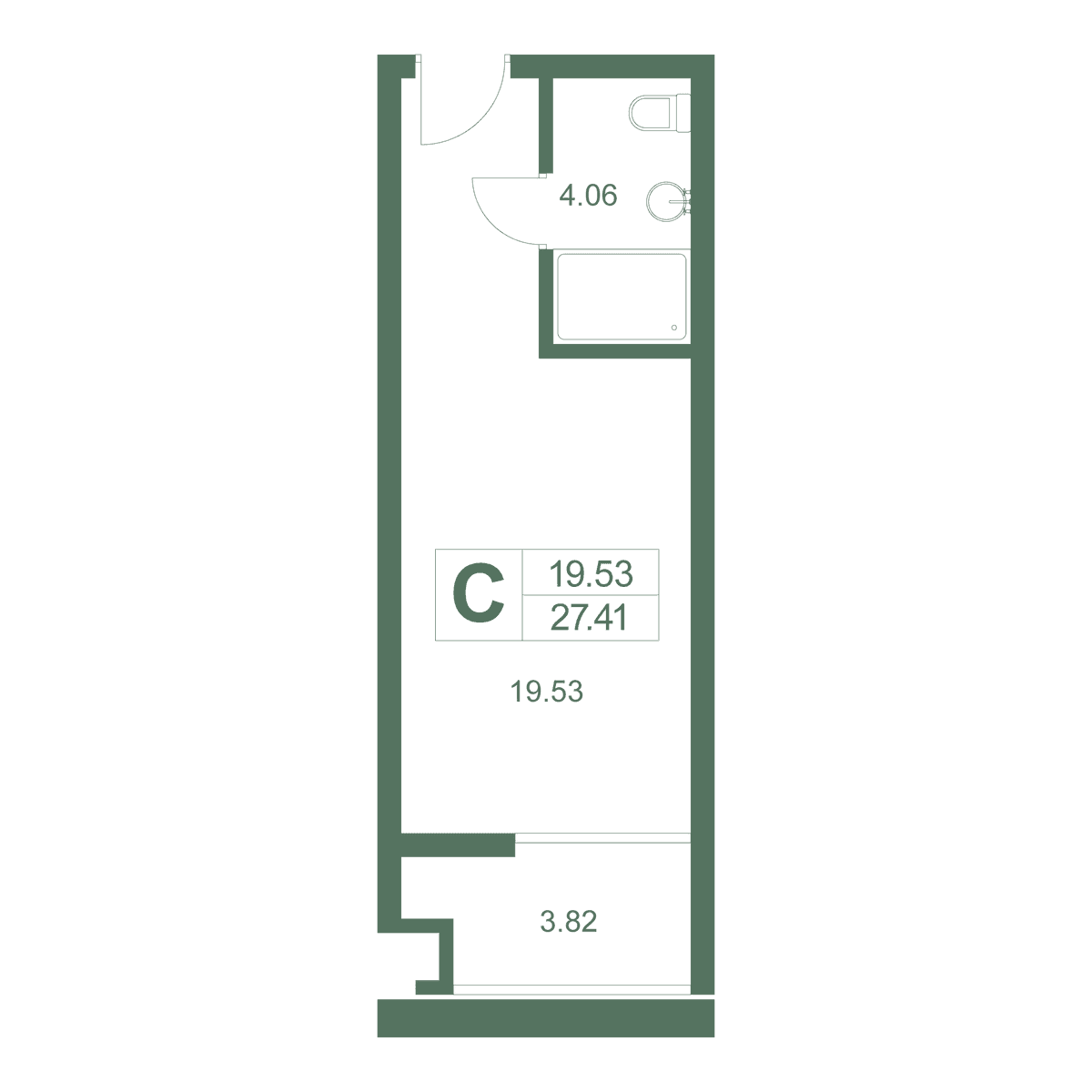 Студия, 26.88 м² · Резиденция Дарсан