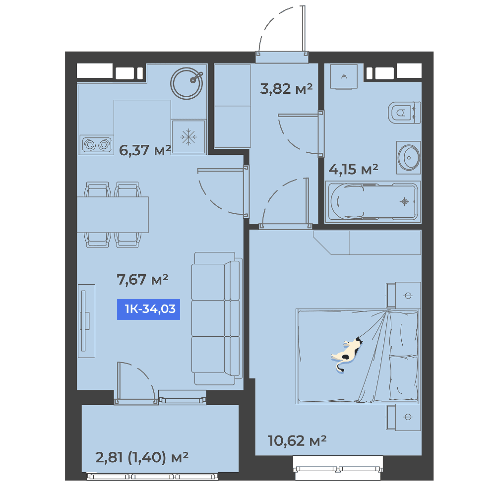1-к, 34.03 м² · Соловей