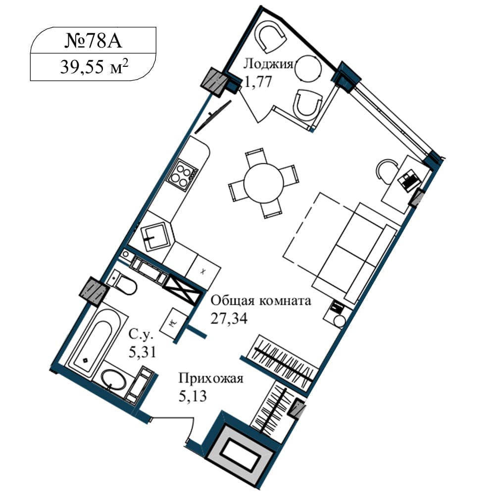 1-к, 40.8 м² · Апарт-комплекс «GARDEN»
