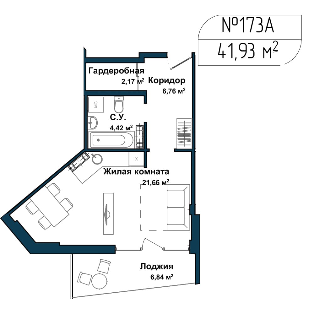 1-к, 40.9 м² · Апарт-комплекс «GARDEN»