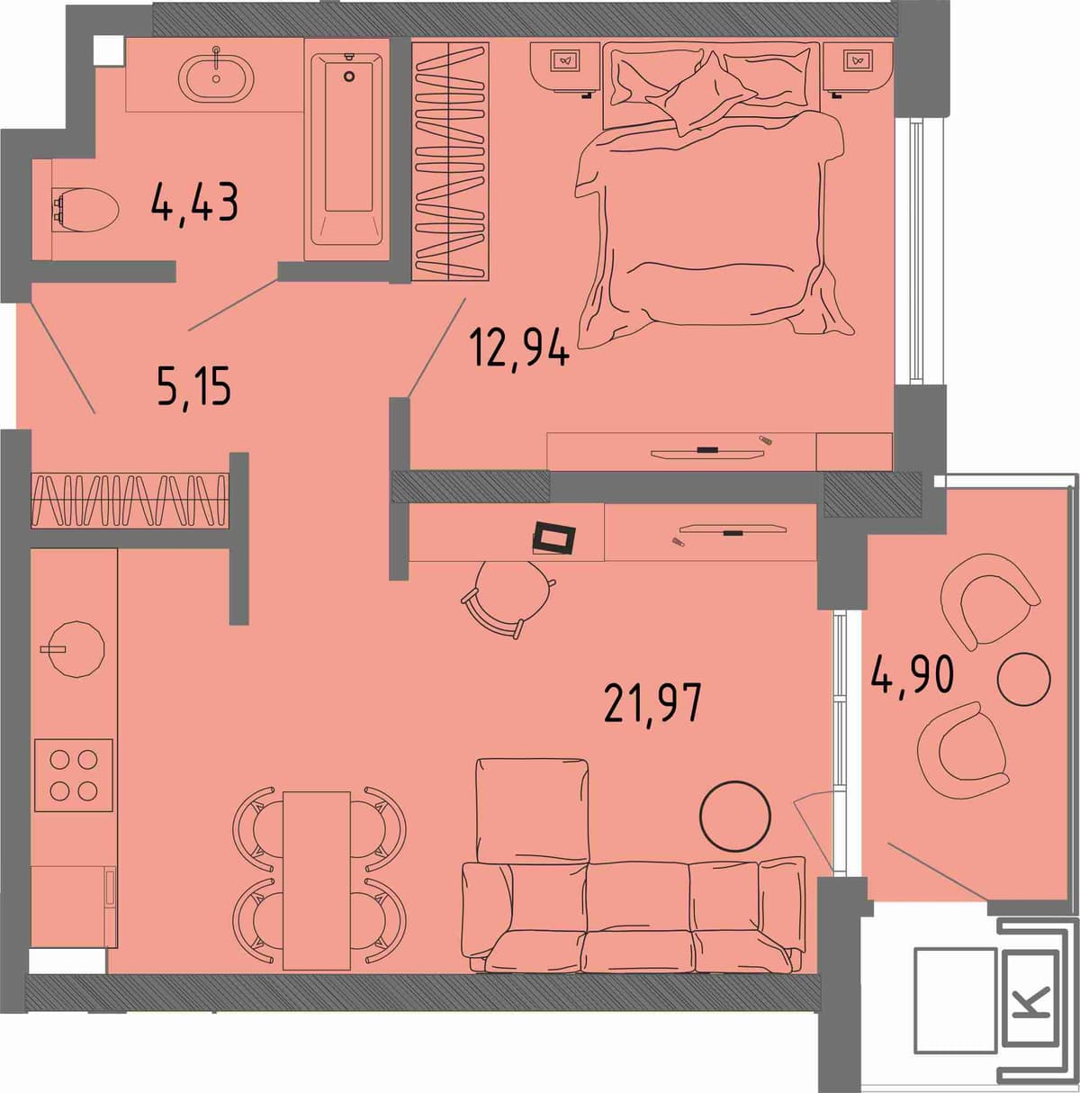1-к, 45.96 м² · СОК
