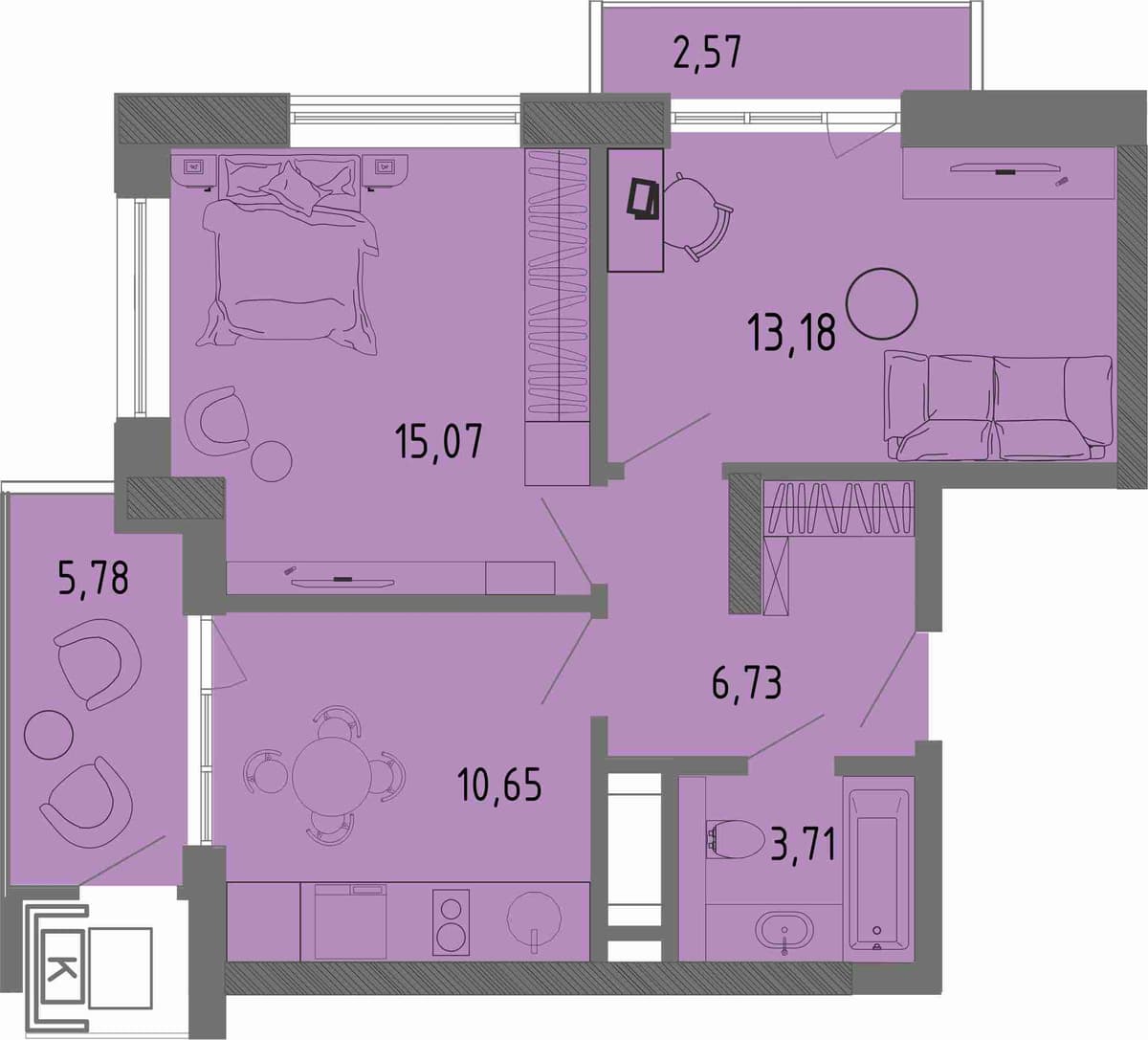 2-к, 51.84 м² · СОК