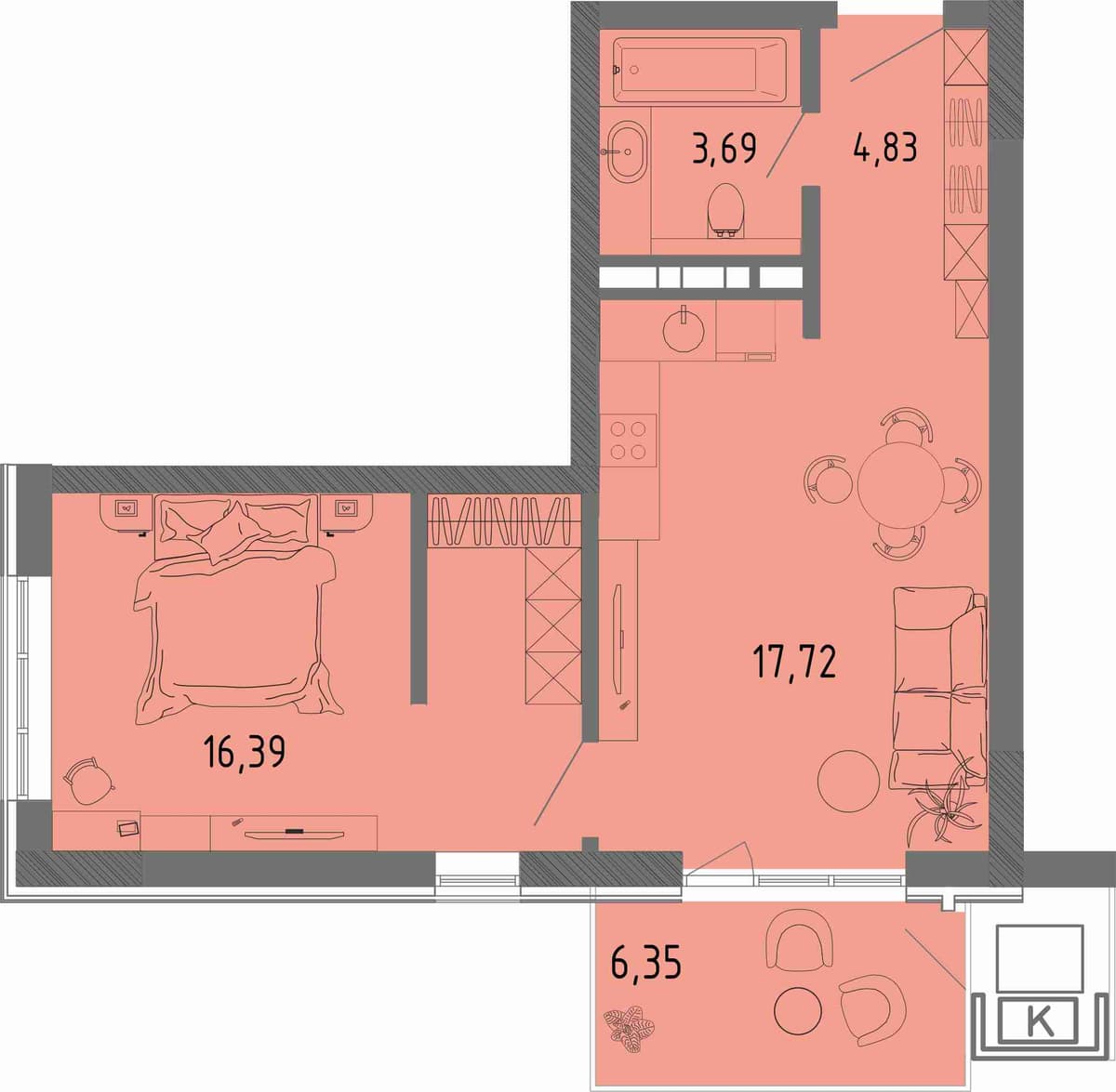 1-к, 44.53 м² · СОК