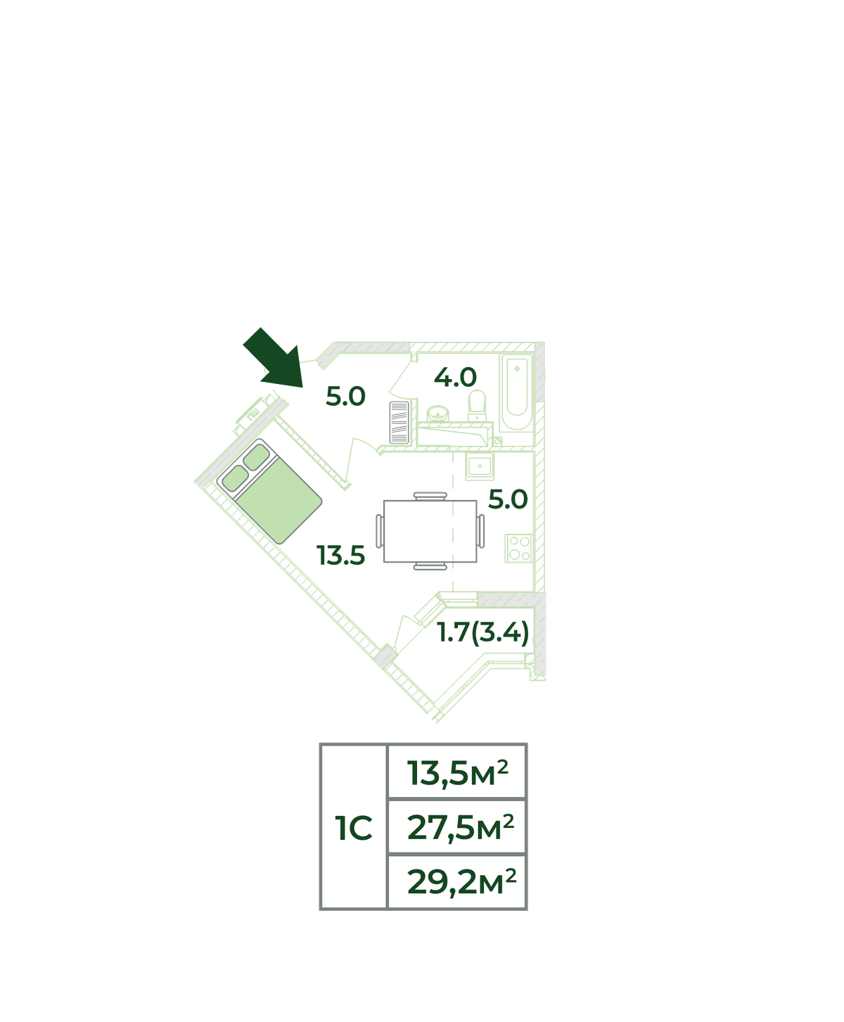 1-к, 29.2 м² · Жигулина Роща