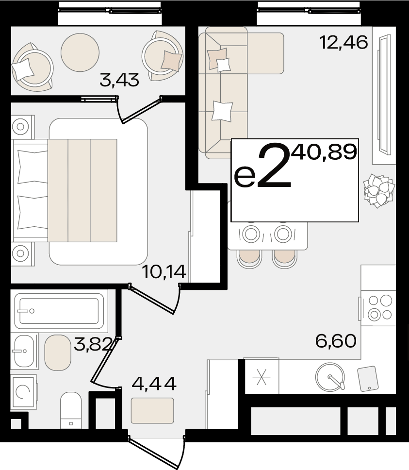 2-к, 40.89 м² · Патрики