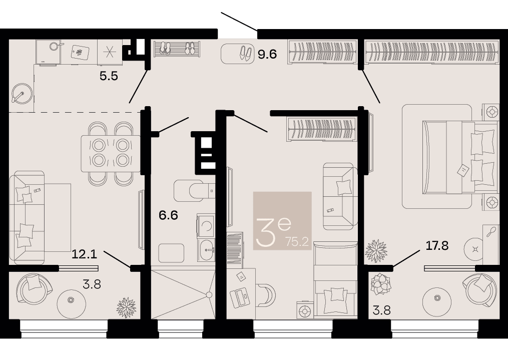 3-к, 75.2 м² · Хозяин морей