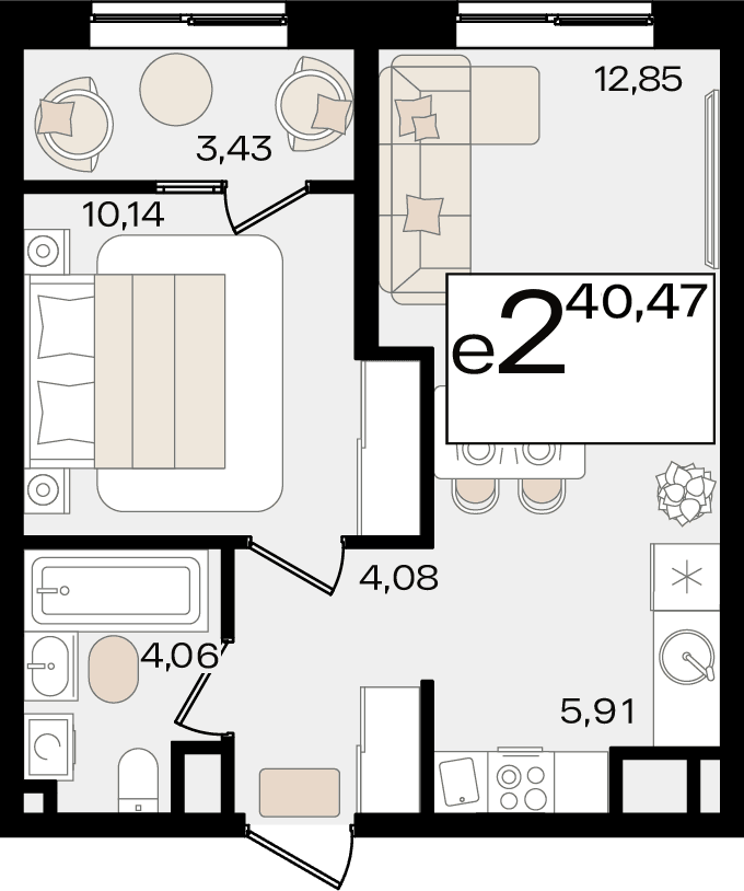 2-к, 40.47 м² · Патрики