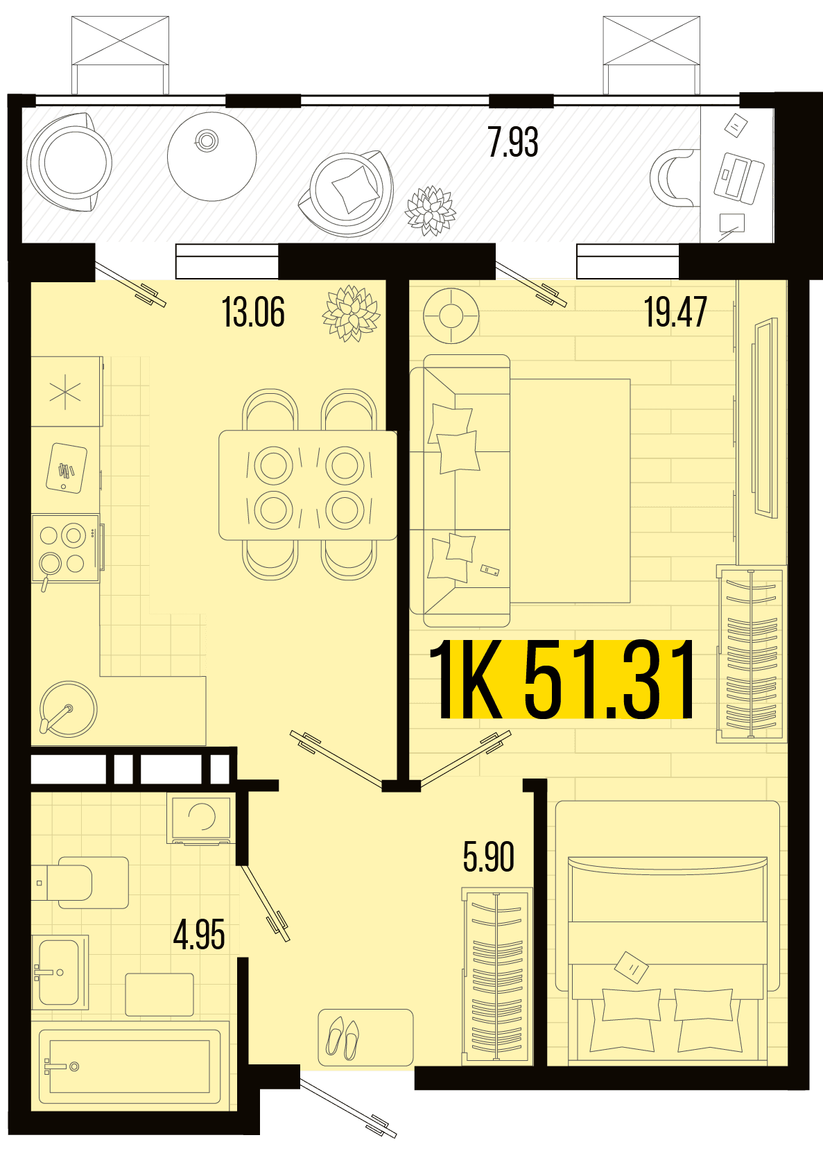1-к, 47.55 м² · Цветной бульвар