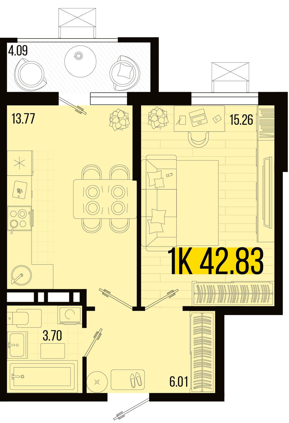 1-к, 40.79 м² · Цветной бульвар