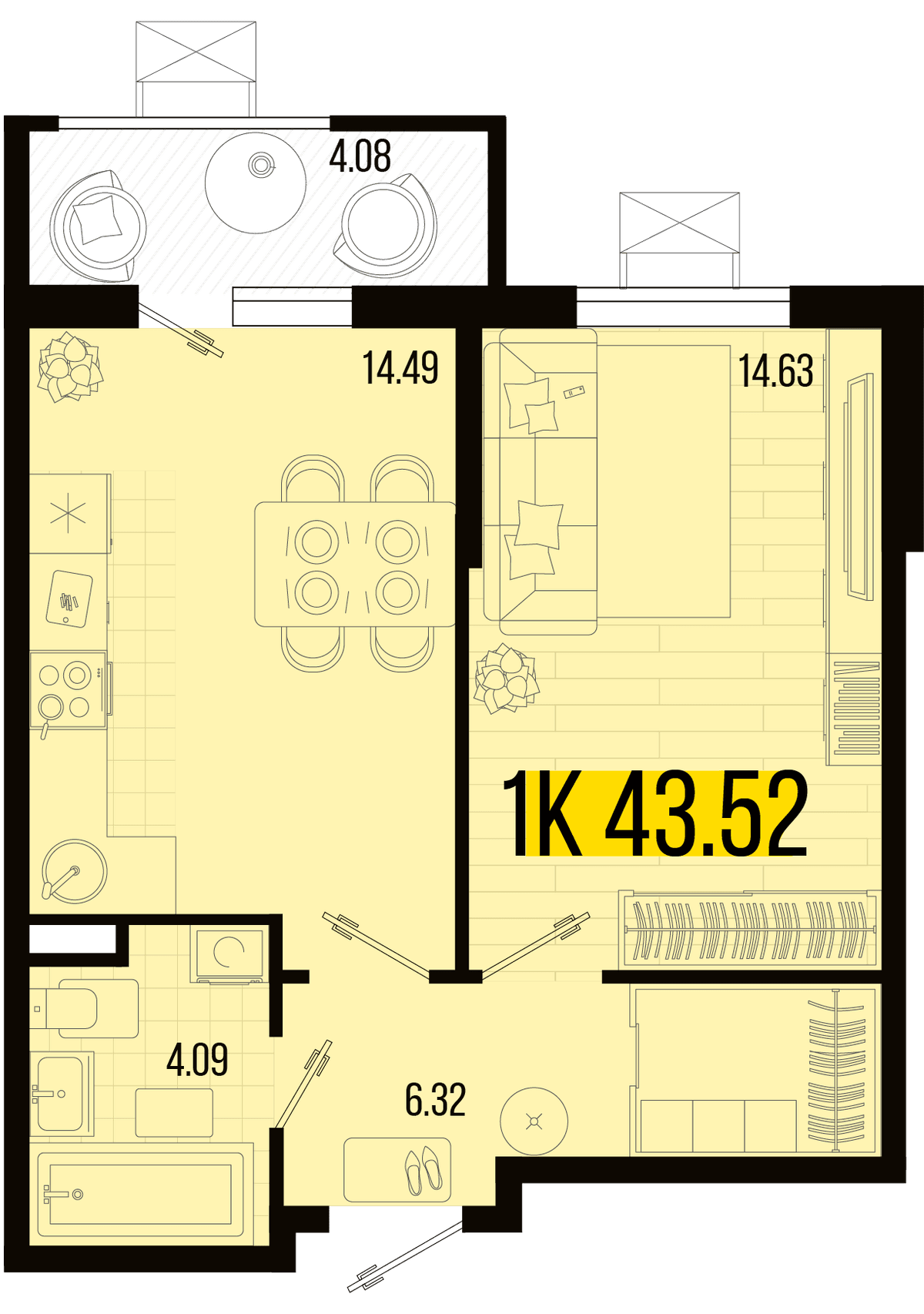 1-к, 41.85 м² · Цветной бульвар