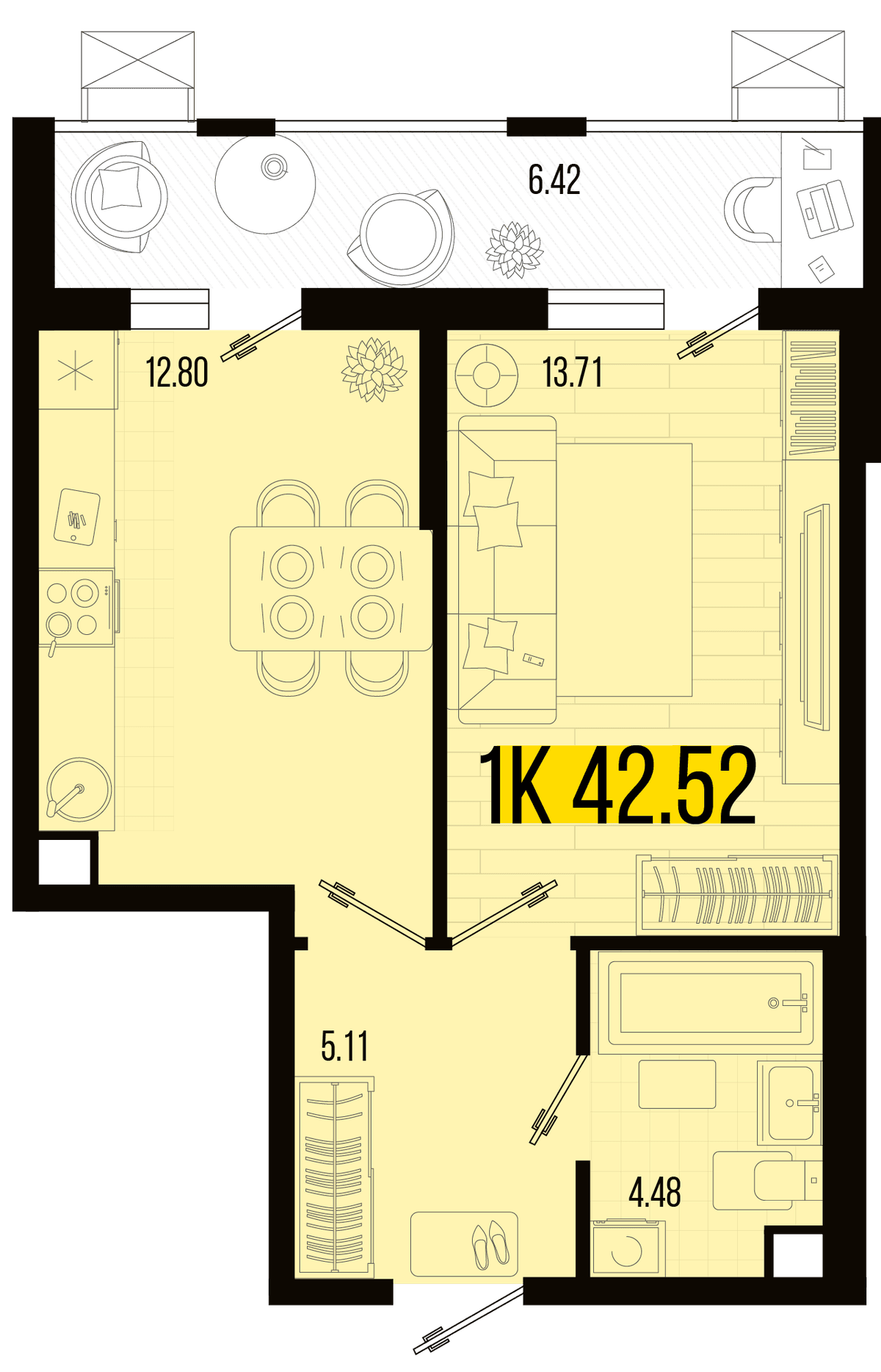 1-к, 39.31 м² · Цветной бульвар
