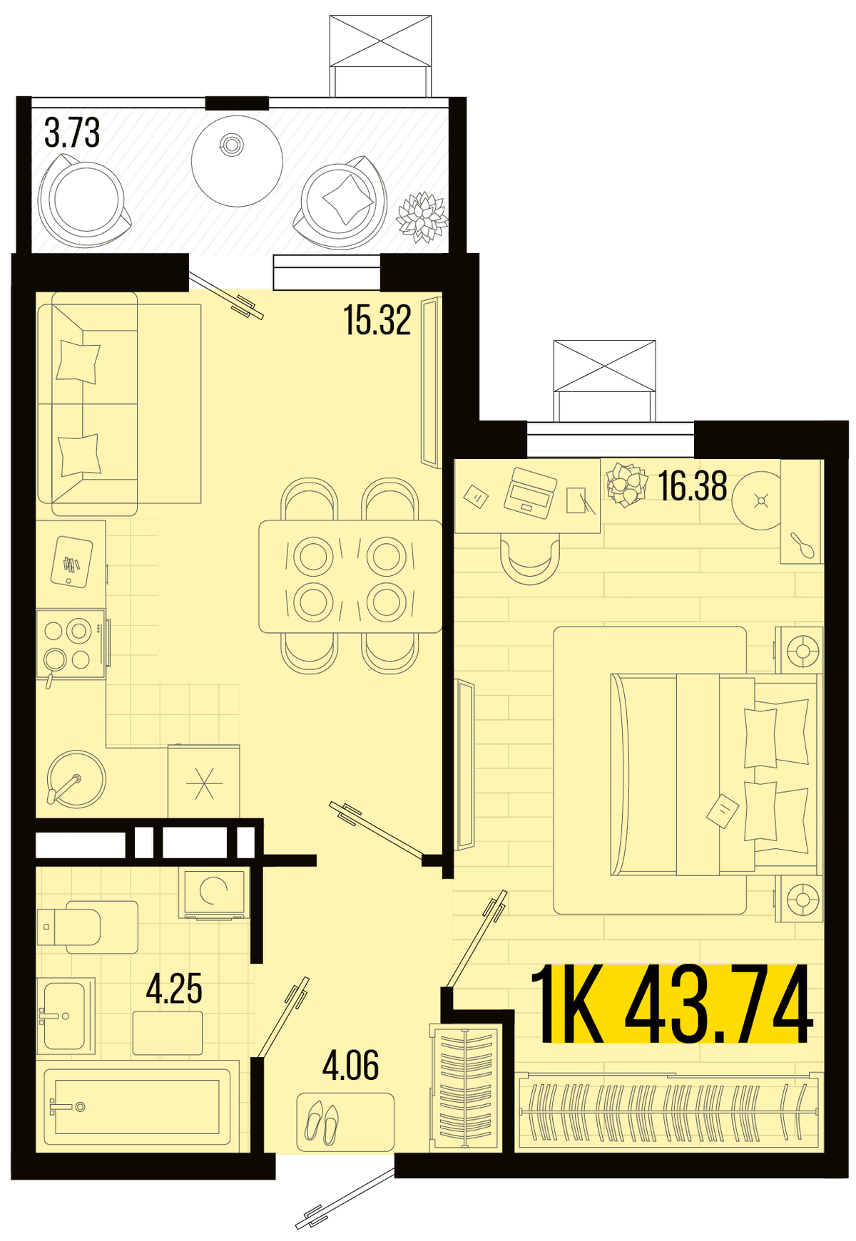 1-к, 41.88 м² · Цветной бульвар