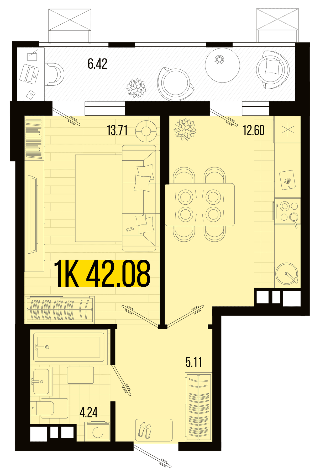 1-к, 38.87 м² · Цветной бульвар