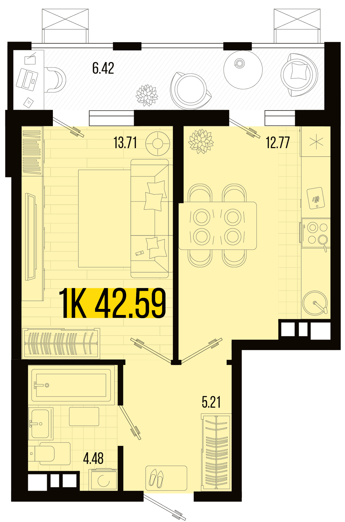 1-к, 39.38 м² · Цветной бульвар