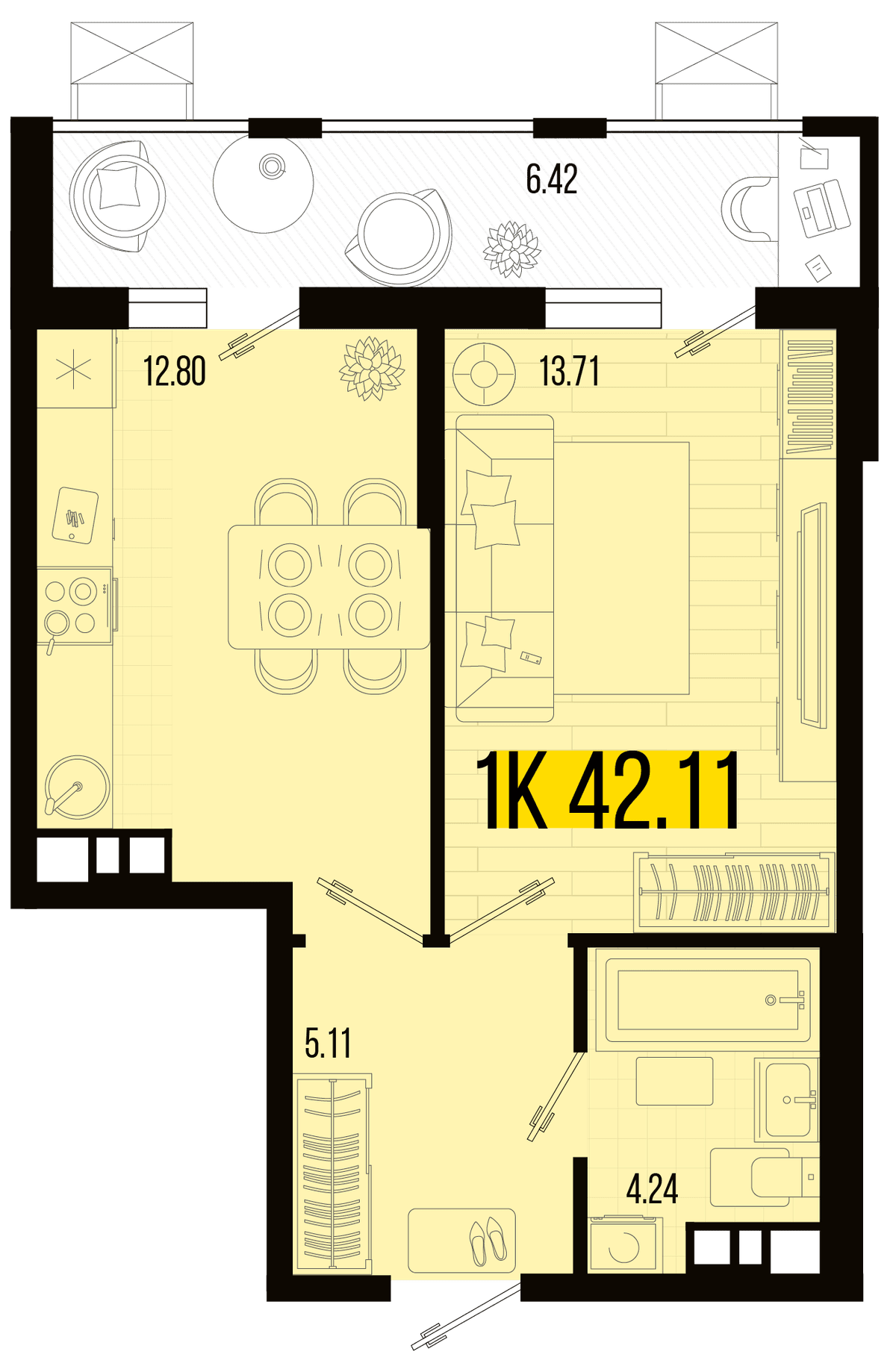 1-к, 38.9 м² · Цветной бульвар