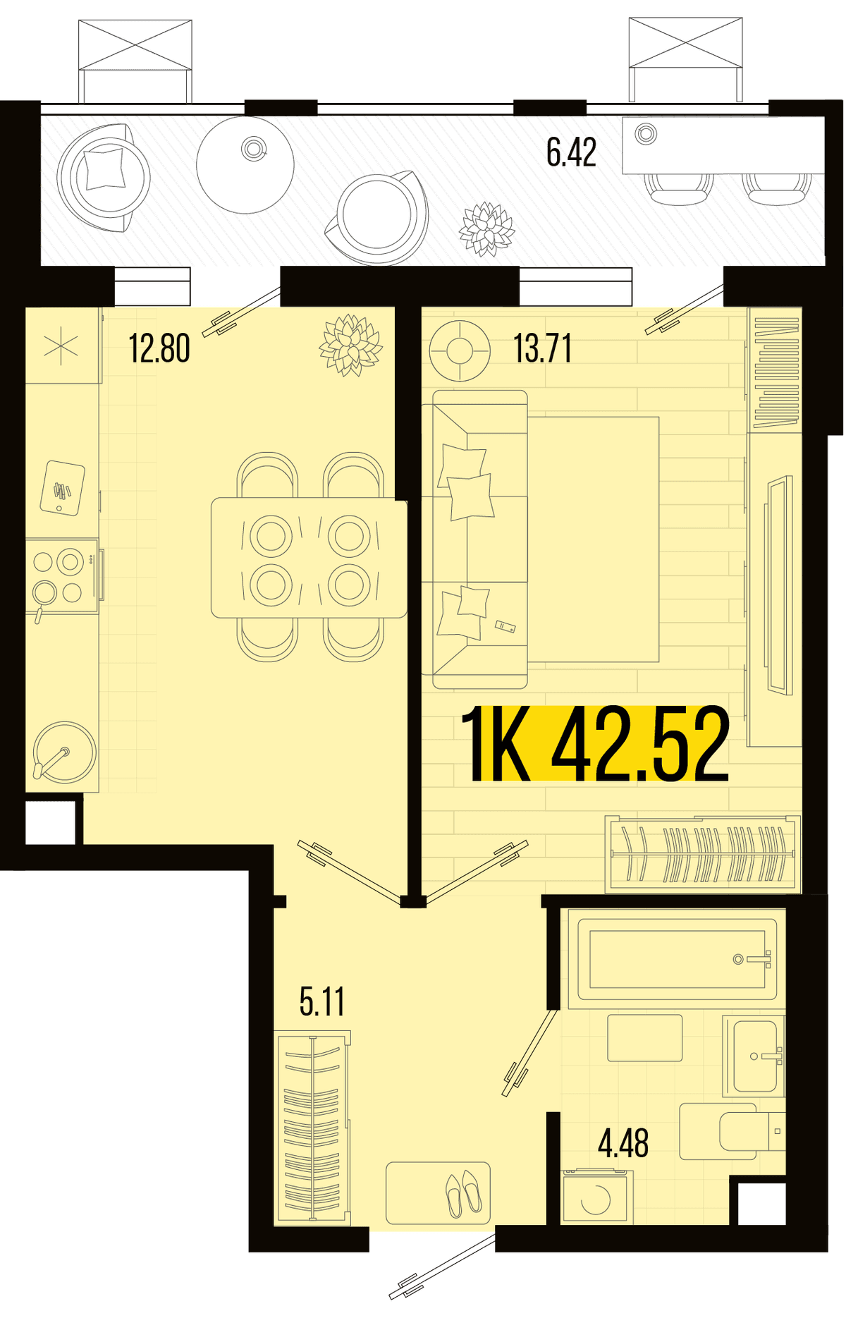 1-к, 39.31 м² · Цветной бульвар