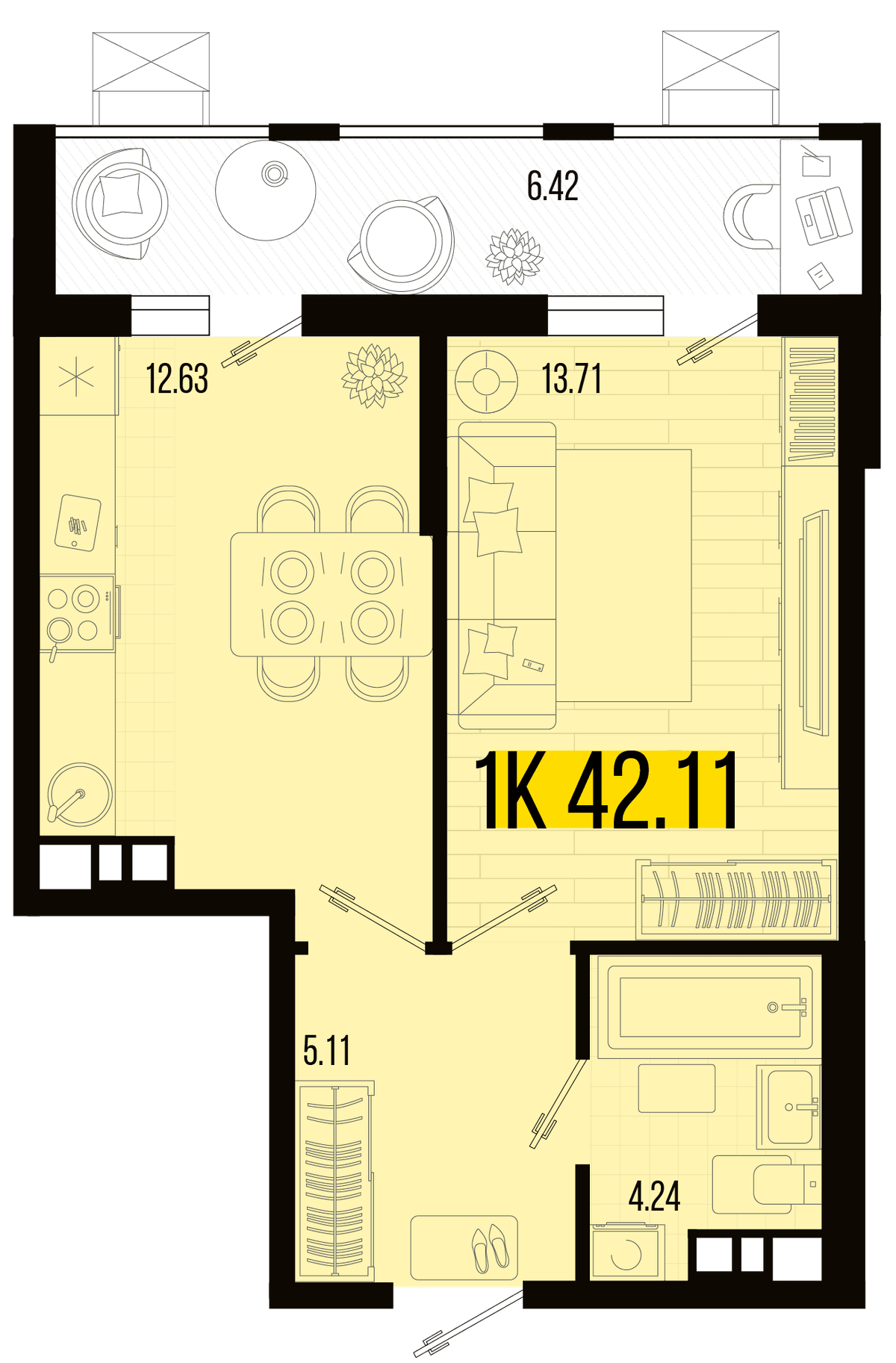 1-к, 38.9 м² · Цветной бульвар
