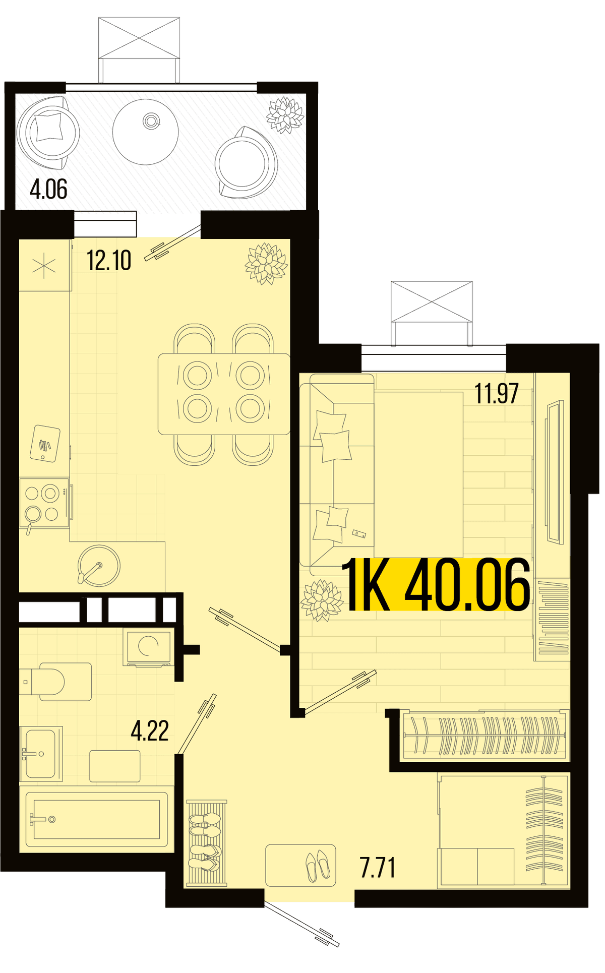 1-к, 38.6 м² · Цветной бульвар