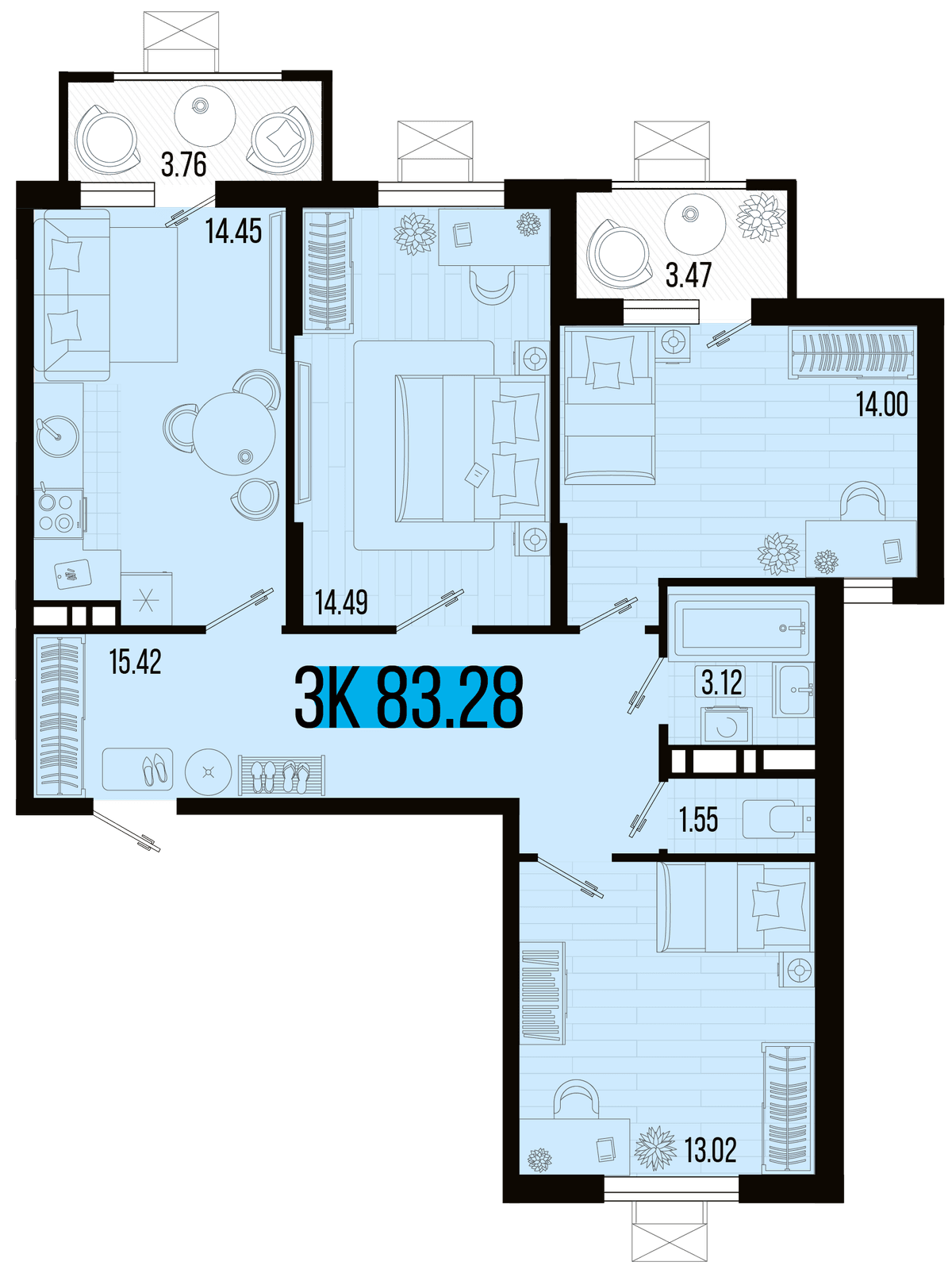 3-к, 80.15 м² · Цветной бульвар